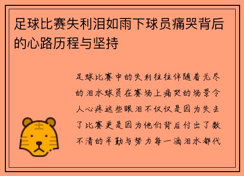 足球比赛失利泪如雨下球员痛哭背后的心路历程与坚持